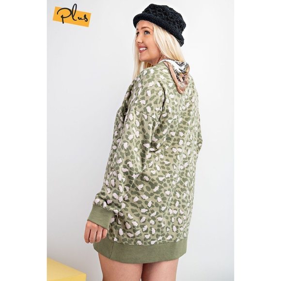 Leopard Printed Terry Knit Dress - Picture 3 of 6